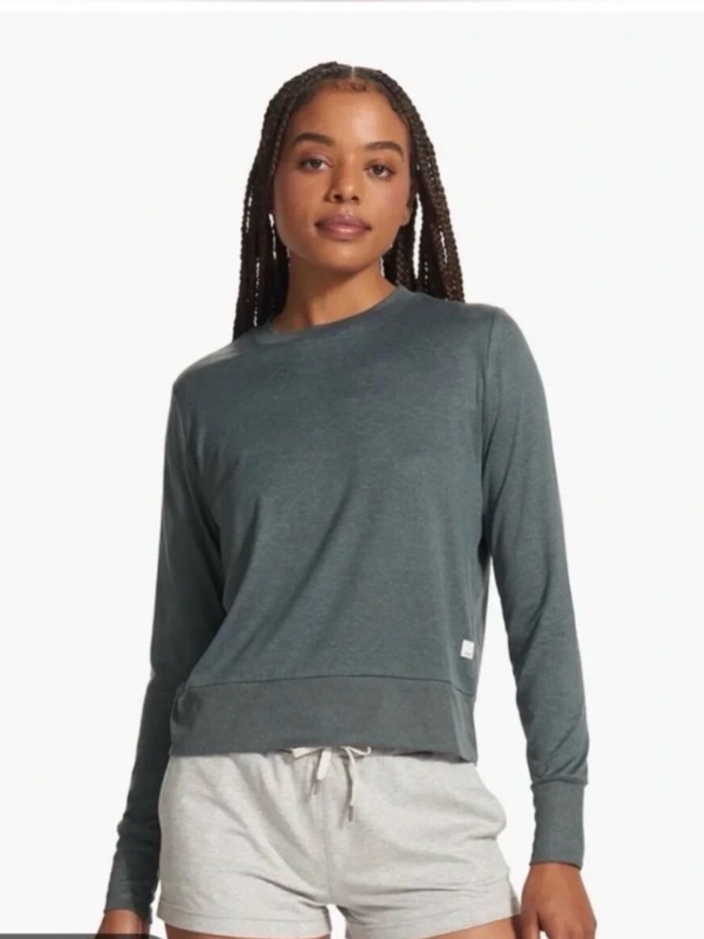 VUORI Daydream Women’s Crew Long Sleeve Teal Heather Size S